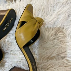 Saint Laurent block heel mustard